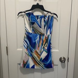 Bebe Tie Dye Blue Colorful Mini Dress